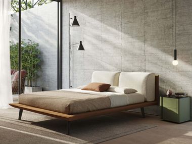 Leather bed with upholstered headboard PETRA Divani.Store