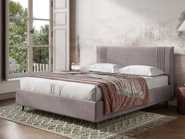Letto sfoderabile contenitore in tessuto con testiera imbottita YVONNE Divani.Store