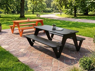 Rectangular polyethylene picnic table with integrated benches BEAT Donye