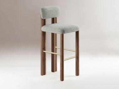 Upholstered fabric barstool with footrest CAMELIA WOOD Dooq Details