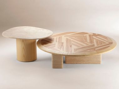 Ash and travertine Set of small tables L'ANAMOUR Dooq Details
