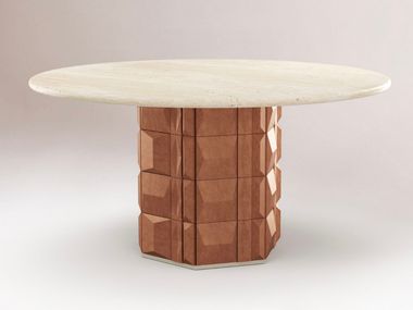 Round travertine table MILANO Dooq Details