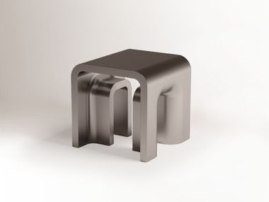 Square low stainless steel coffee table PLIÈ Dooq Details