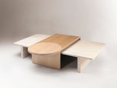 Rectangular low Coffee table set STICK & STONE Dooq Details