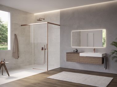 Corner crystal shower cabin with sliding door NATURA 4000 Duka