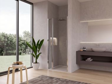 Niche glass and aluminium shower cabin with hinged door STILA 2000 Duka