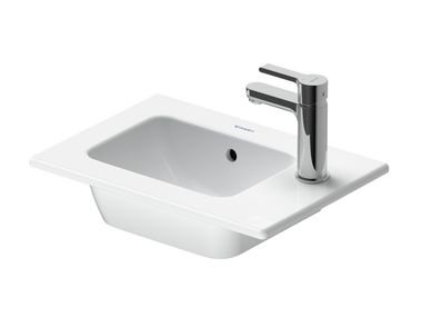 Wall-mounted rectangular ceramic handrinse basin with overflow ME BY STARCK 072343 Duravit