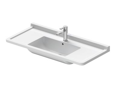 Wall-mounted rectangular ceramic washbasin with overflow STARCK 3 030410 Duravit