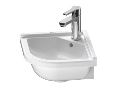Lave-mains d'angle suspendu en céramique avec trop-plein STARCK 3 075244 Duravit