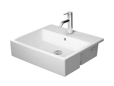 Rectangular semi-inset ceramic washbasin VERO AIR 038255 Duravit
