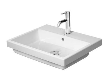 Semi-inset rectangular ceramic washbasin VERO AIR 038355 Duravit