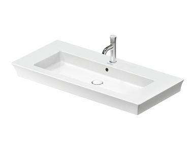 Rechteckiges Aufsatzwaschbecken aus Keramik mit Hahnlochbank WHITE TULIP 236310 Duravit