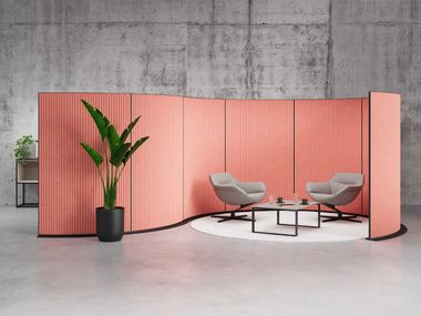 Schallabsorbierende Schreibtischtrennwand aus PET ECHOCOVE® BOW ECHOJAZZ