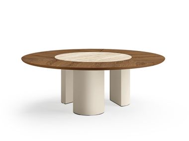 Round table with ceramic and wooden top PLAI EFORMA