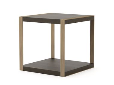 Square brass and wooden side table EMPIRE Stylish Club