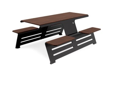 ENCHO ENCHEV - ETE, 389 Tavolo da picnic in acciaio con sedie integrate