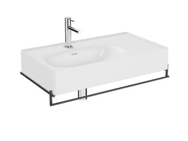 Lavabo sospeso in ceramica con piano con porta asciugamani EQUAL Vitra Bathrooms & Tiles