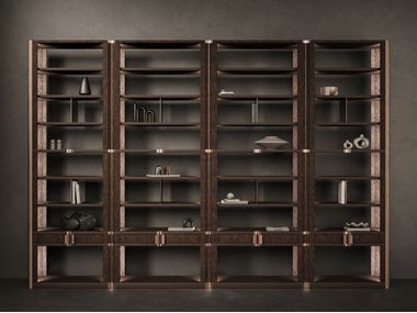 Open wall-mounted wooden bookcase BLUME EUPHORIA