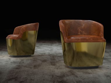 Poltroncina in pelle con braccioli EVA Unica