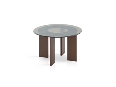 Round glass and aluminium coffee table LEKU C807 R 60 EXPORMIM