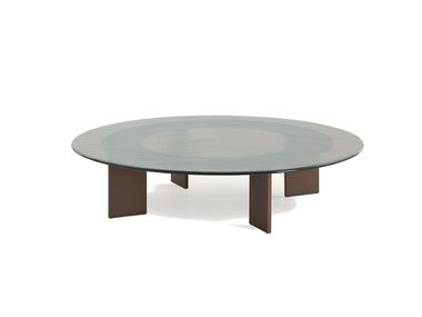 Round glass and aluminium coffee table LEKU C808 R 110 EXPORMIM