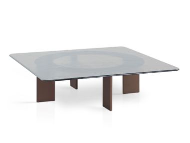 Square glass and aluminium coffee table LEKU C809 C 110 EXPORMIM