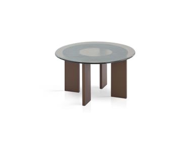 Round glass and aluminium coffee table LEKU C806 R 60 EXPORMIM