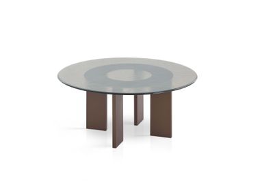 Round glass and aluminium coffee table LEKU C806 R 80 EXPORMIM