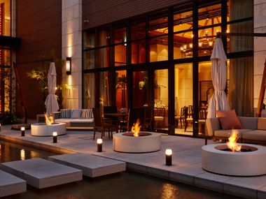 Central indoor/outdoor bioethanol or gas fireplace ARK 40 EcoSmart Fire