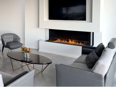 Inserto para chimenea de bioetanol en acero con ventana panorámica FLEX BAY FIREPLACES EcoSmart Fire