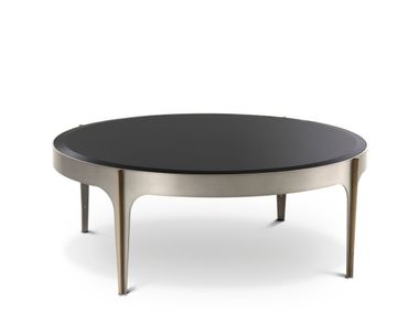 Tavolino basso rotondo in acciaio e vetro ARTEMISA S Eichholtz