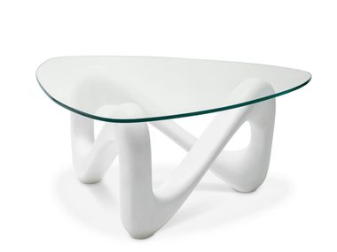 Fiber-reinforced concrete coffee table with glass top AVENTURA Eichholtz