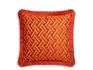Eichholtz, DORIS S ORANGE Cuscino quadrato in tessuto a motivi geometrici