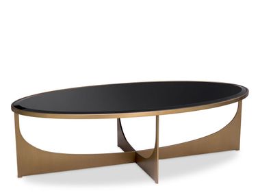 Oval glass and brass coffee table ELEGANCE Eichholtz