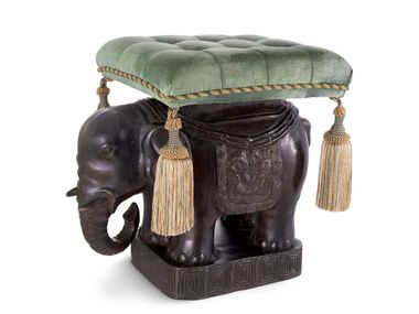 Bronze stool with padded seat ELEPHANT Eichholtz