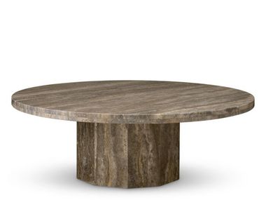 Mesa de centro redonda de travertino com base central FLORENCE Eichholtz