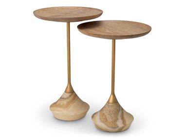 Set of wooden and brass coffee tables PUGLIA Eichholtz