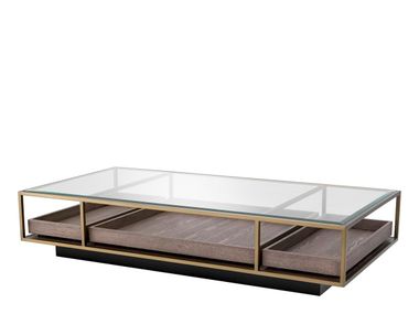 Rectangular low brass and glass coffee table ROXTON Eichholtz