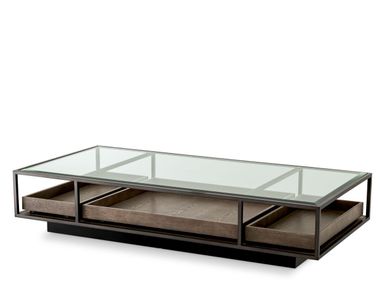 Rectangular low brass and glass coffee table ROXTON Eichholtz