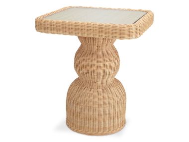 Square rattan side table with glass top TIAGO Eichholtz