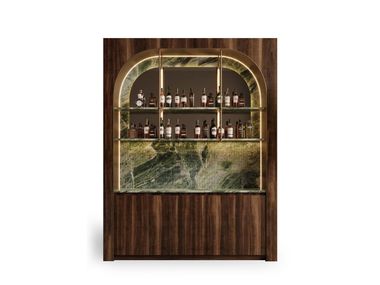 Móvel bar em madeira com detalhes em mármore BAR CABINET Elbra