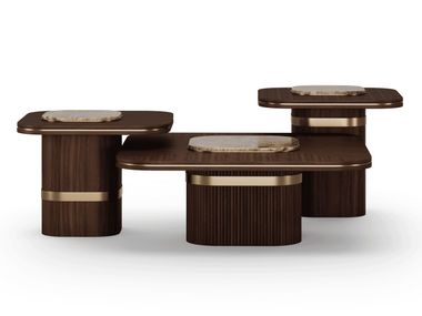 Walnut Coffee table set for living room TRIORA Elbra