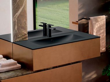 Rectangular Duratek washbasin with integrated countertop DECISO Elleci