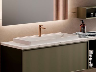 Semi-inset rectangular Duratek washbasin PURO D Elleci
