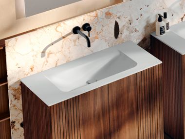 Rectangular single Duratek washbasin with integrated countertop VIVO Elleci