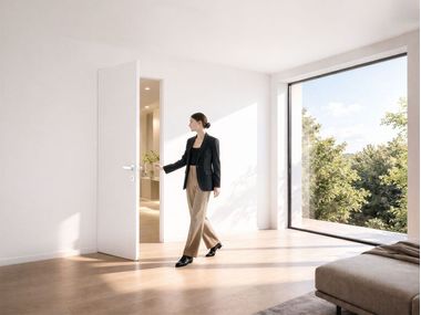 Umkehrbare bündig angeschlagene Holztür xREVERx TOTAL WHITE Ermetika
