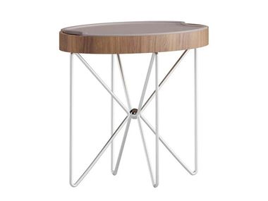 Oval wood veneer coffee table with tray KILIG Ersa