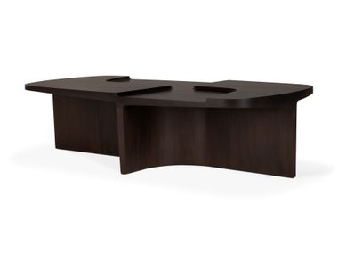 Low rectangular mahogany coffee table BRUTALIST