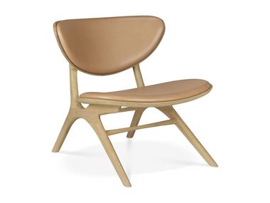 Wood and leather easy chair EYE