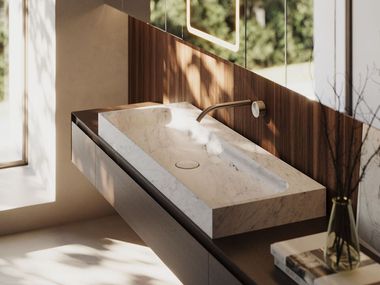 Rectangular countertop marble washbasin INVASO STONE FALPER